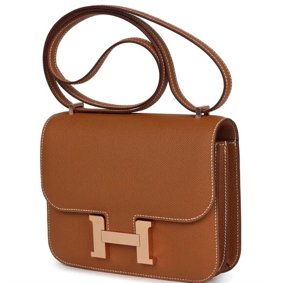 Authentic HERMES Constance 18 Epsom Gold on Gold Leather Crossbody Bag - Picture 2 of 2